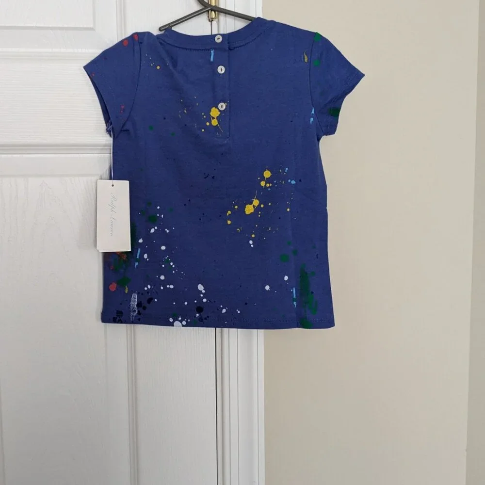 NWT Polo by Ralph Lauren Paint Splatter Cotton Jersey T-Shirt Size 24m - Picture 4 of 4